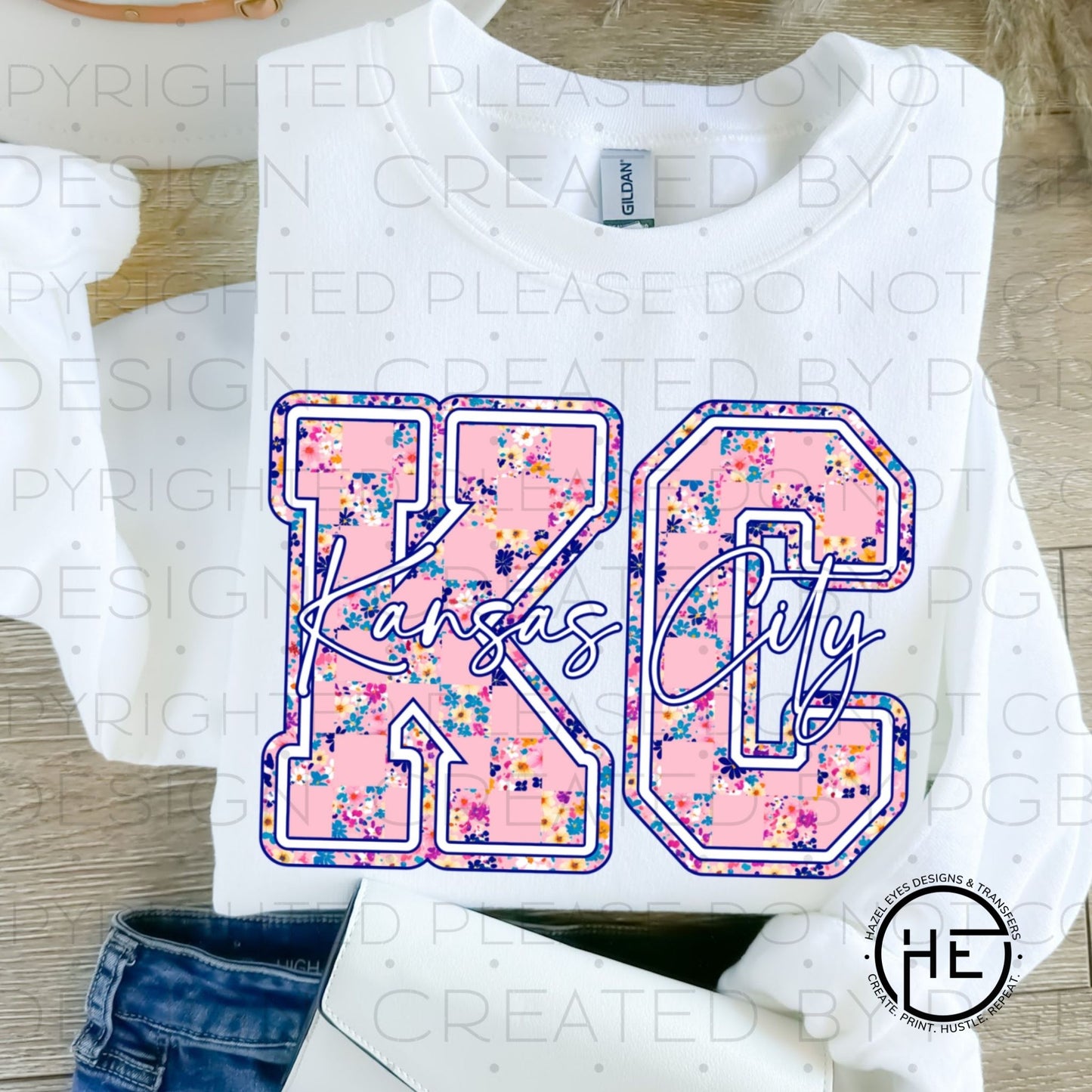 Checker Floral KC - DTF Transfer