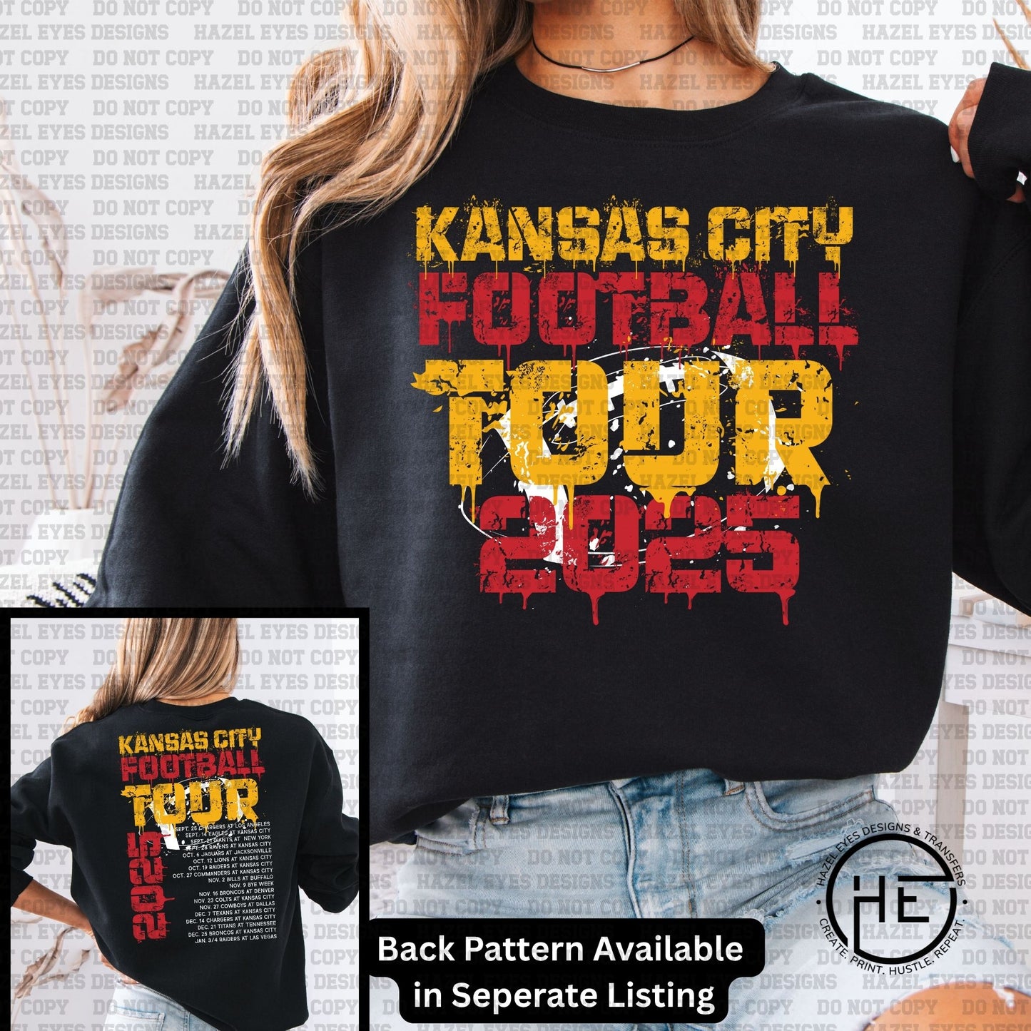 KC Football Tour 2025 Red/Gold Front- DTF Transfer