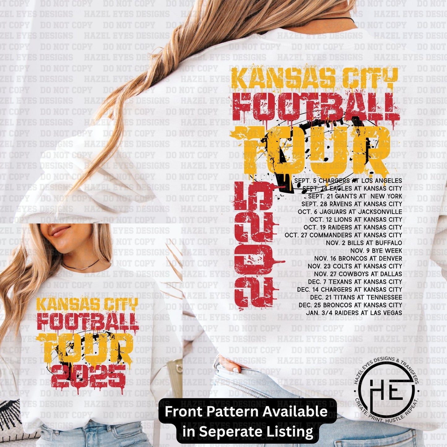 KC Football Tour 2025 Red/Gold/Black Back- DTF Transfer