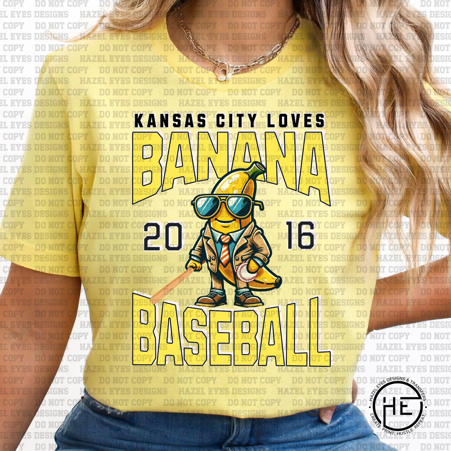 KC Loves Banana Baseball - DTF Transfer