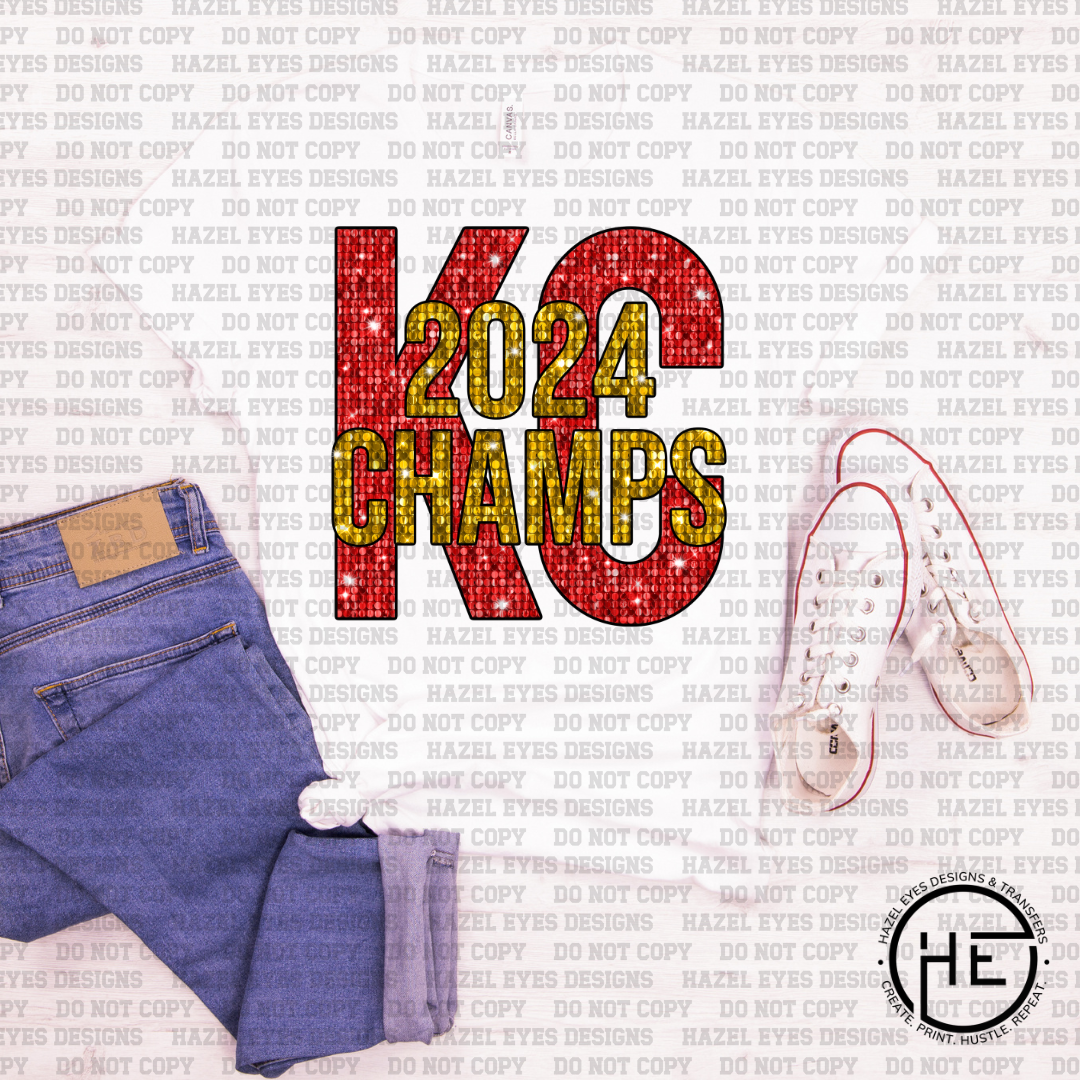 KC 2024 Champs Disco Sequin DTF Transfer