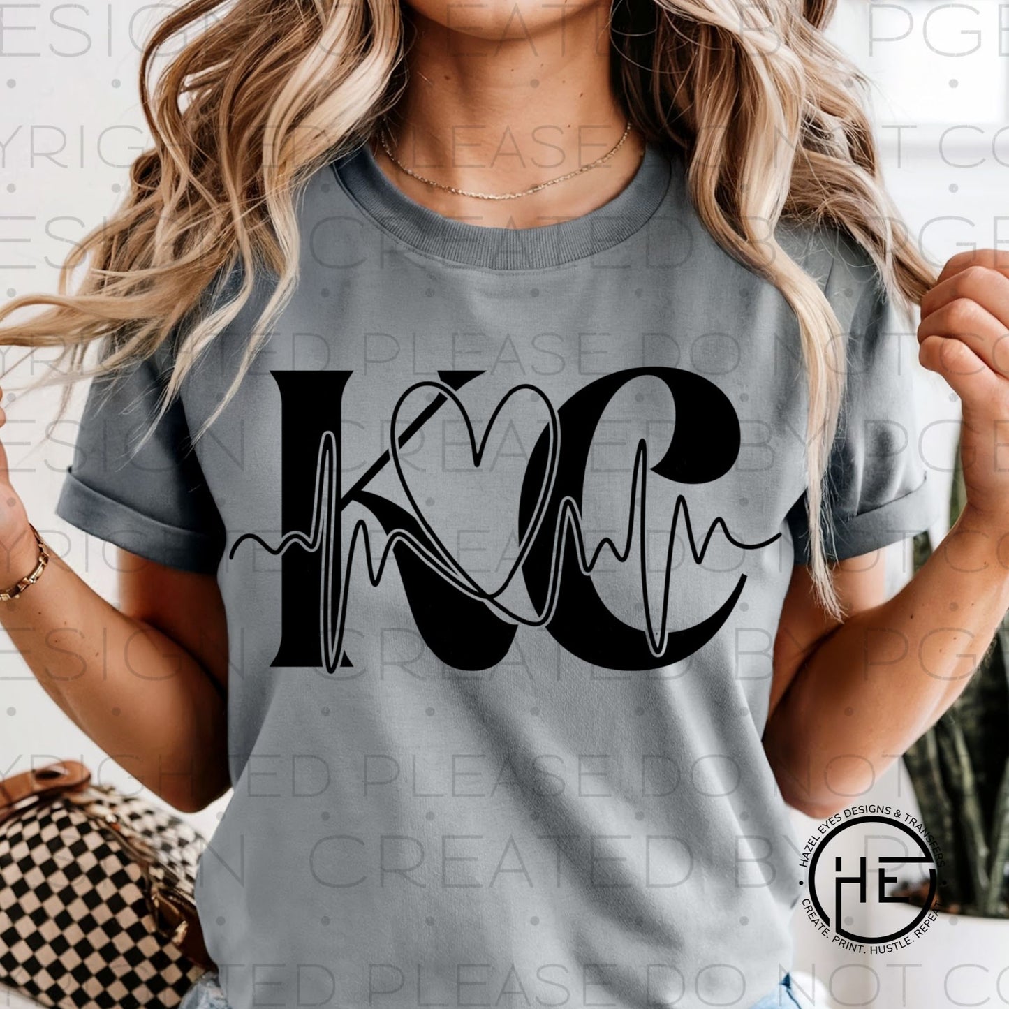 KC Heartbeat Black- DTF Transfer