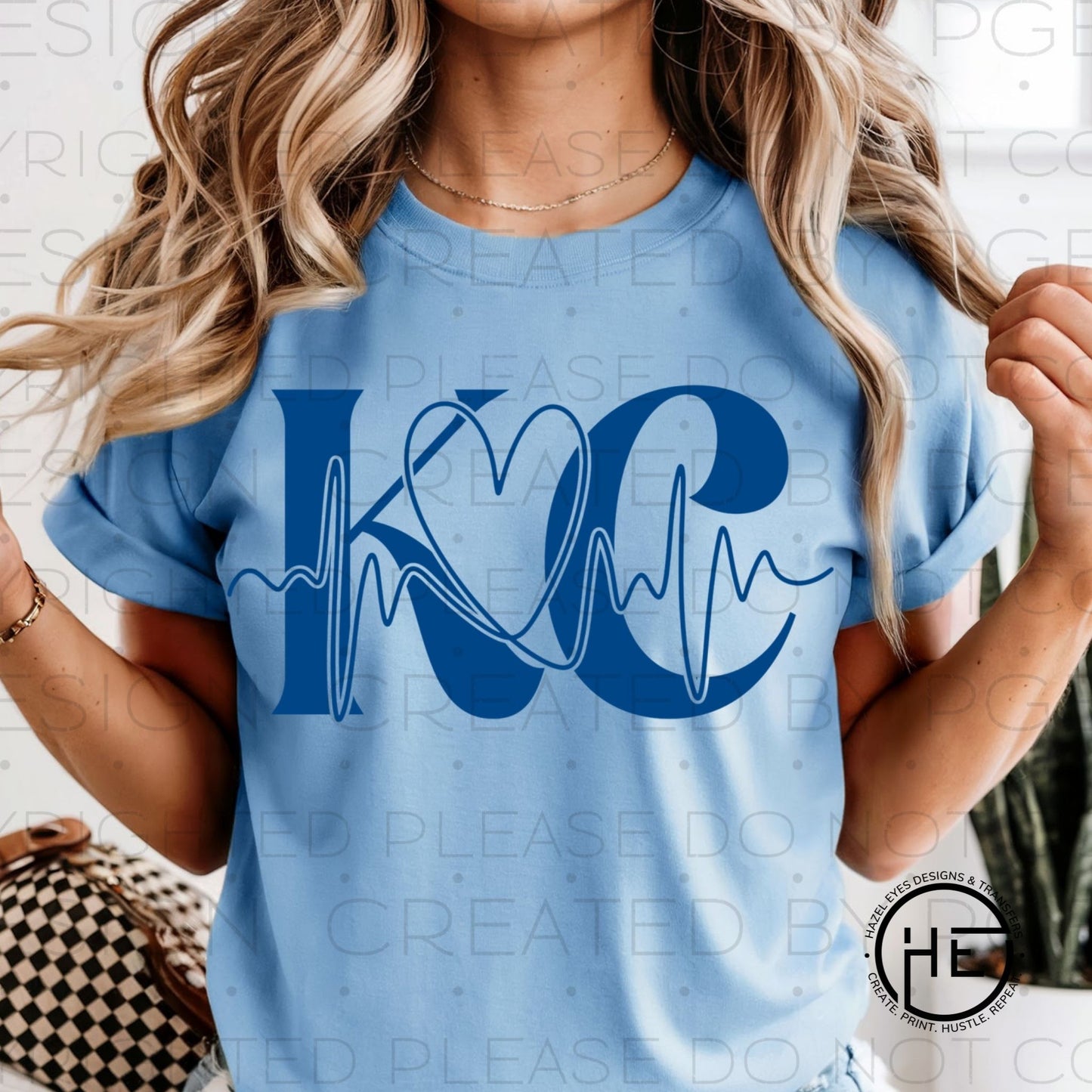 KC Heartbeat Blue- DTF Transfer