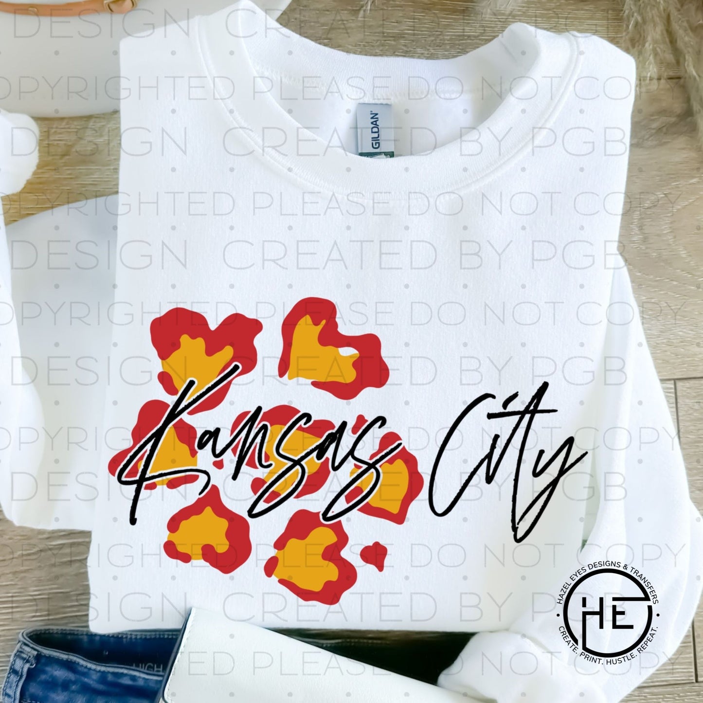 Kansas City Red/Gold Leopard - DTF Transfer