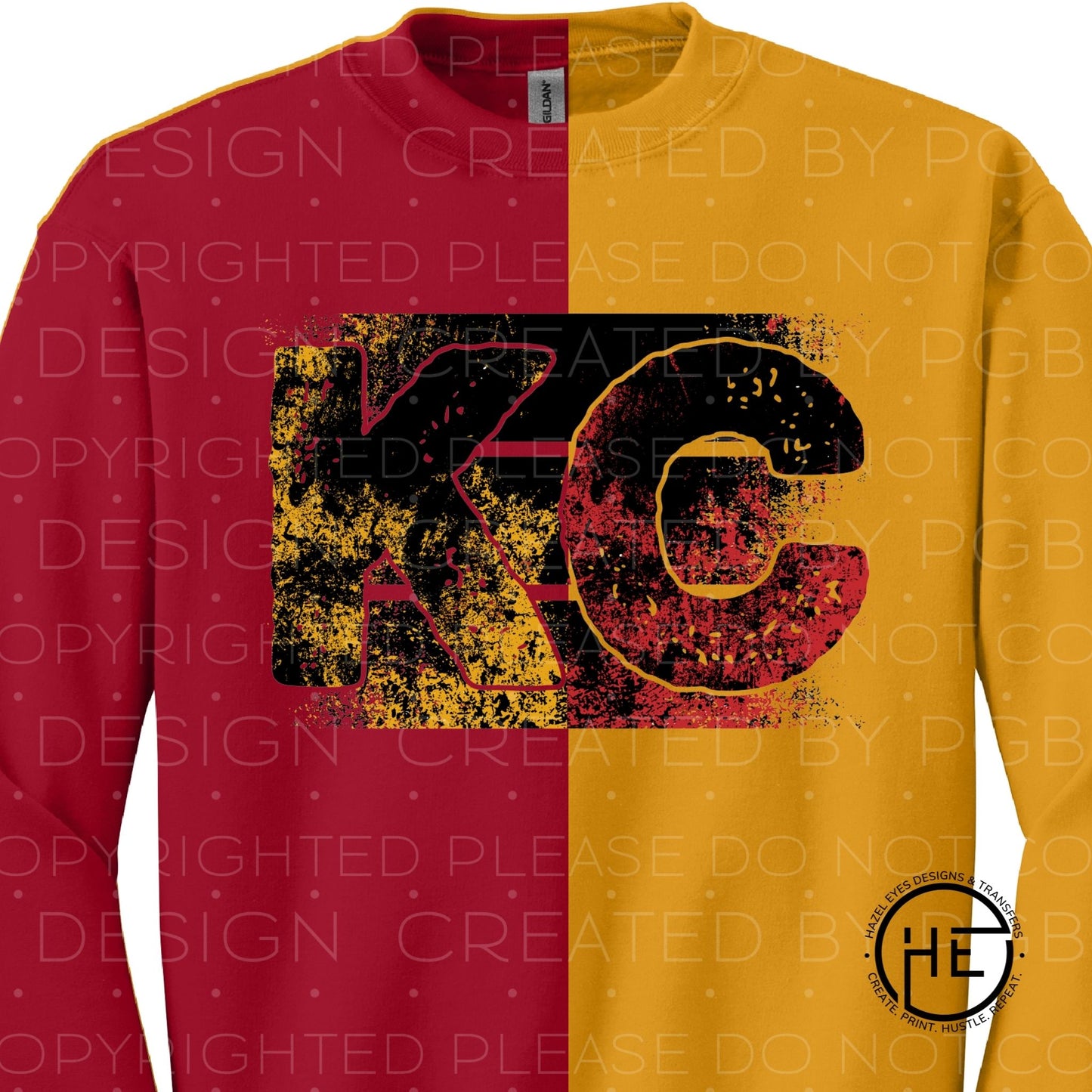 KC Distressed Gold/Red - DTF Transfer