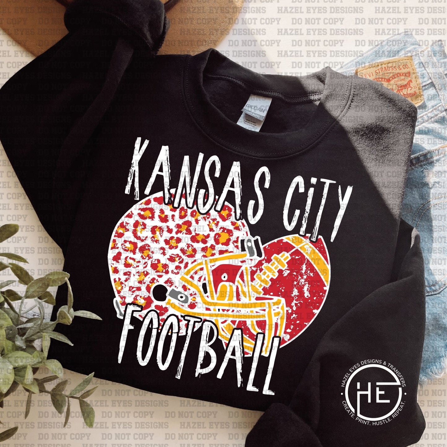 KC Leopard Distressed Helmet - DTF Transfer