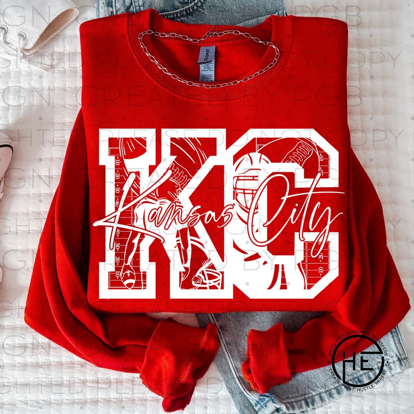 KC Football Shadow Box White - DTF Transfer