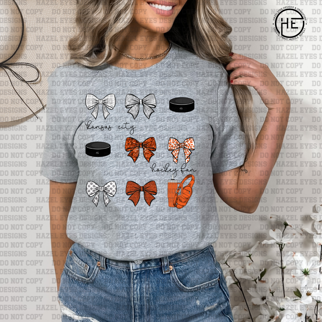 Kansas City Hockey Fan Bow Coquette DTF Transfer