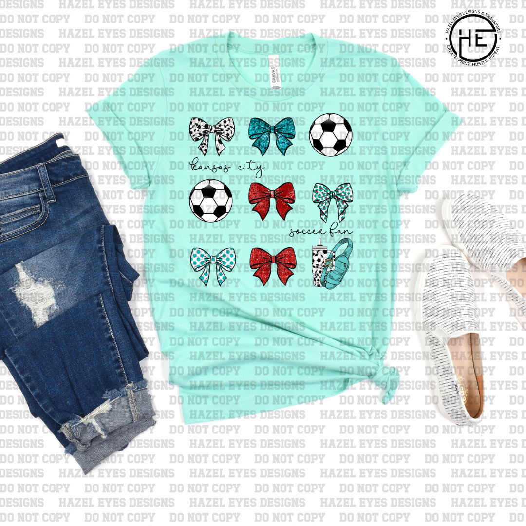 Kansas City Soccer Bow Coquette DTF Transfer