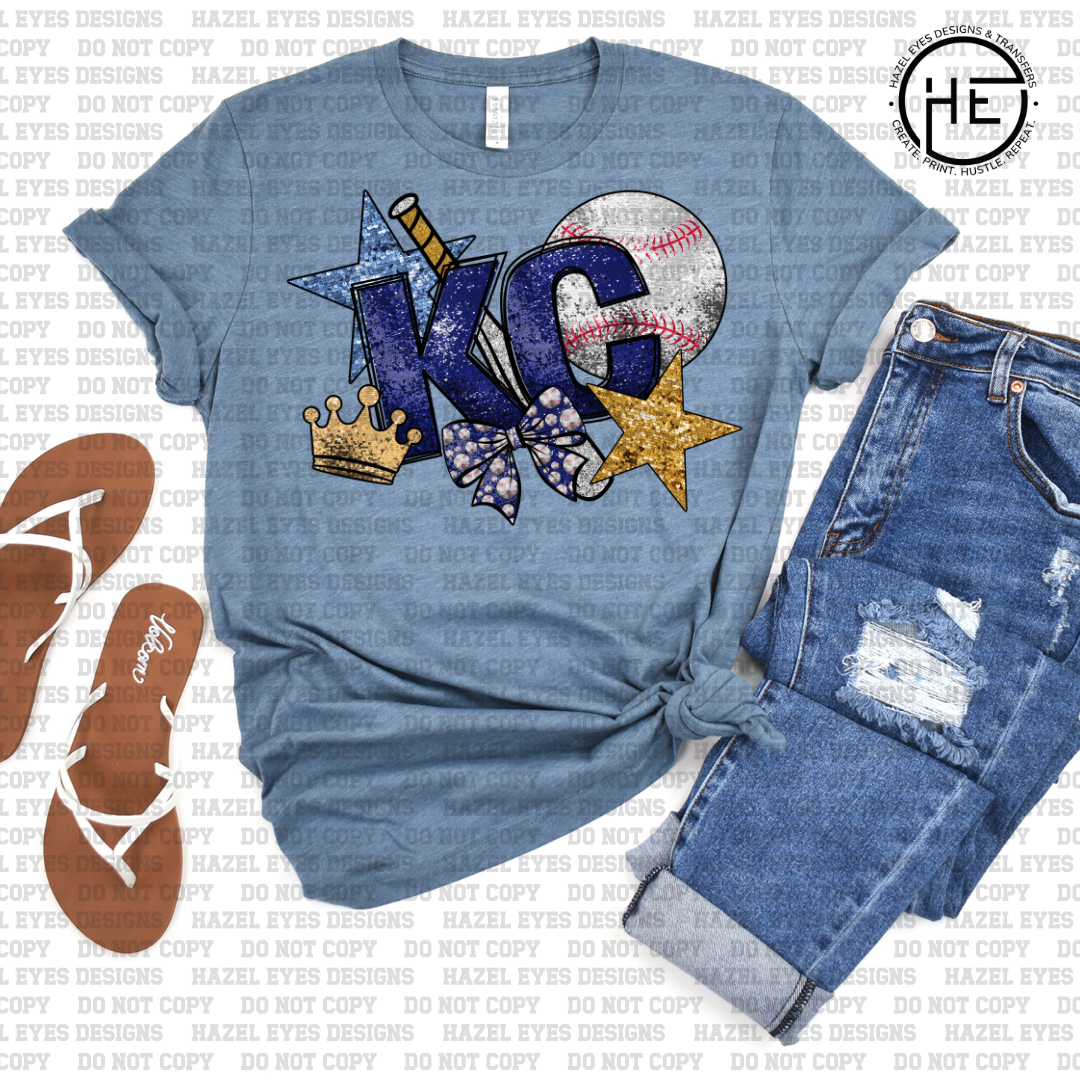 Sequin KC Baseball DTF Transfer