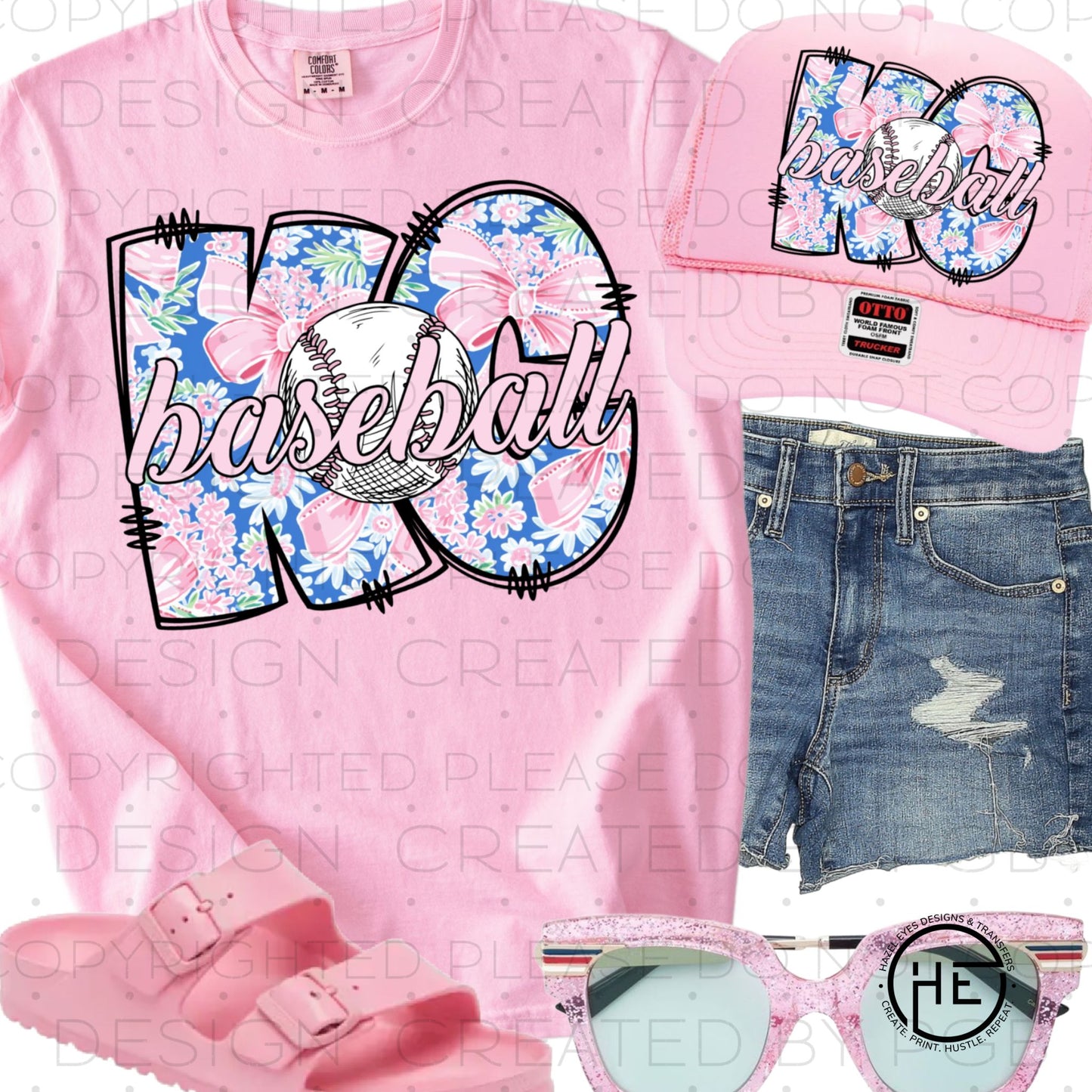 KC Pastel Bows Baseball - DTF Transfer