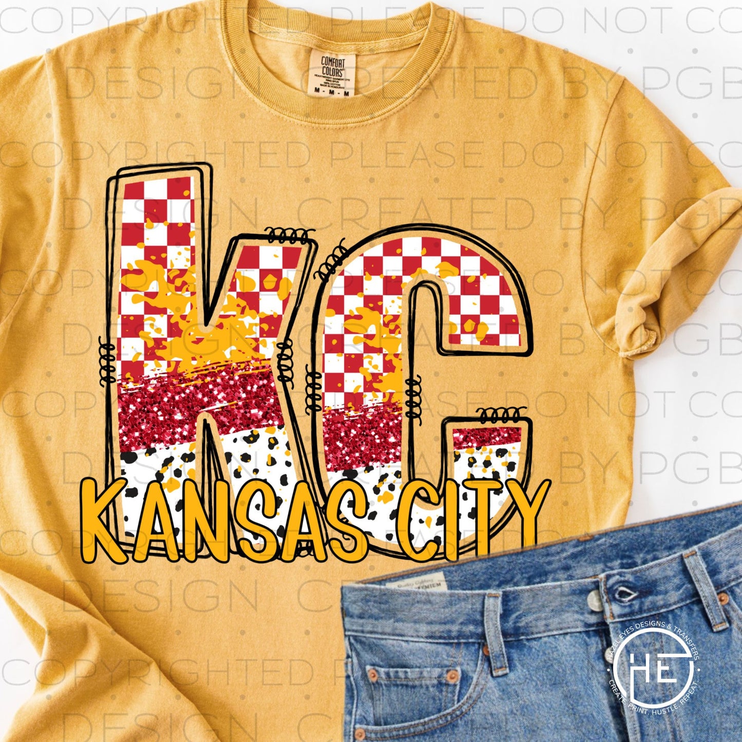 KC Red & Gold Checker Glitter - DTF Transfer