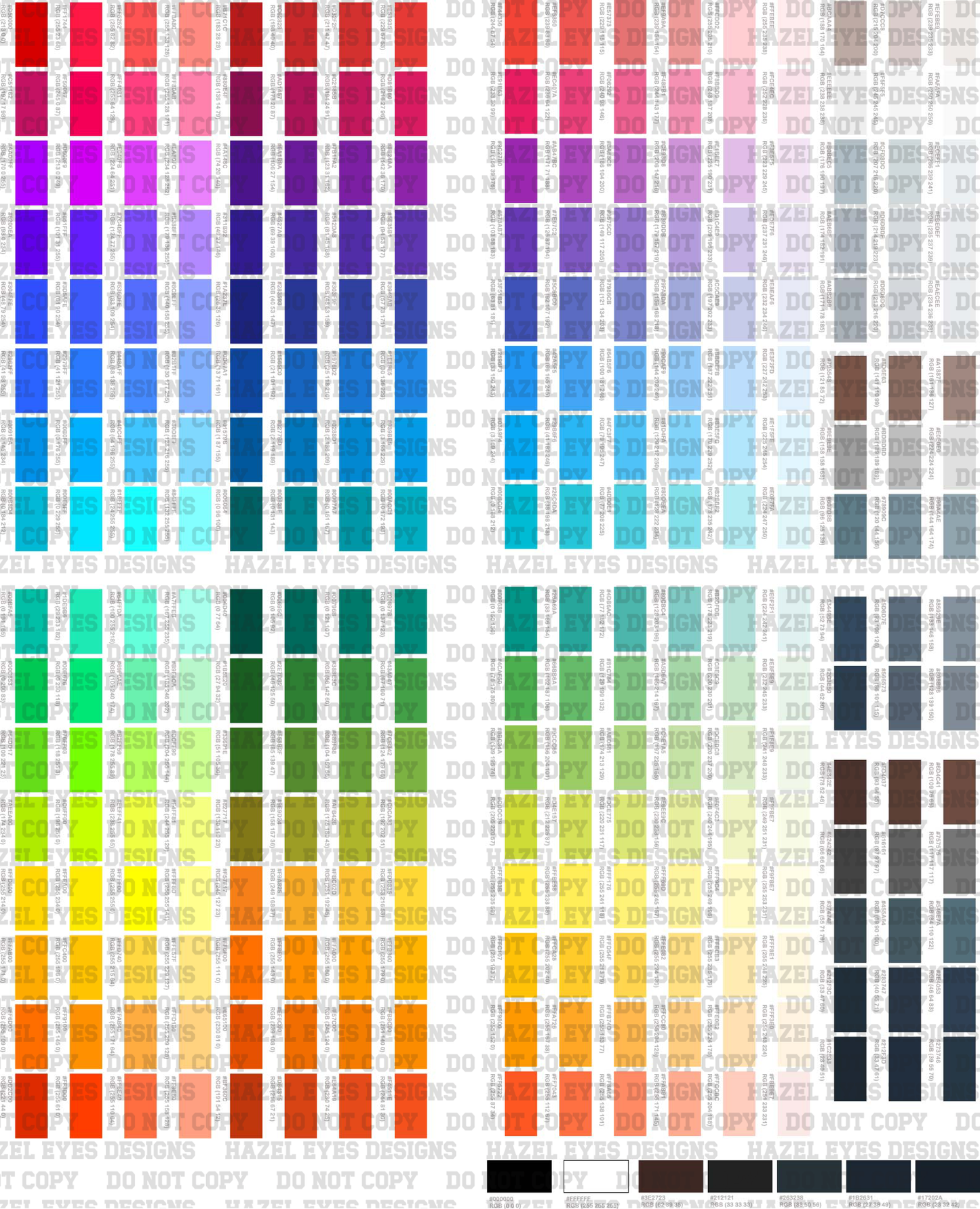DTF Color Chart