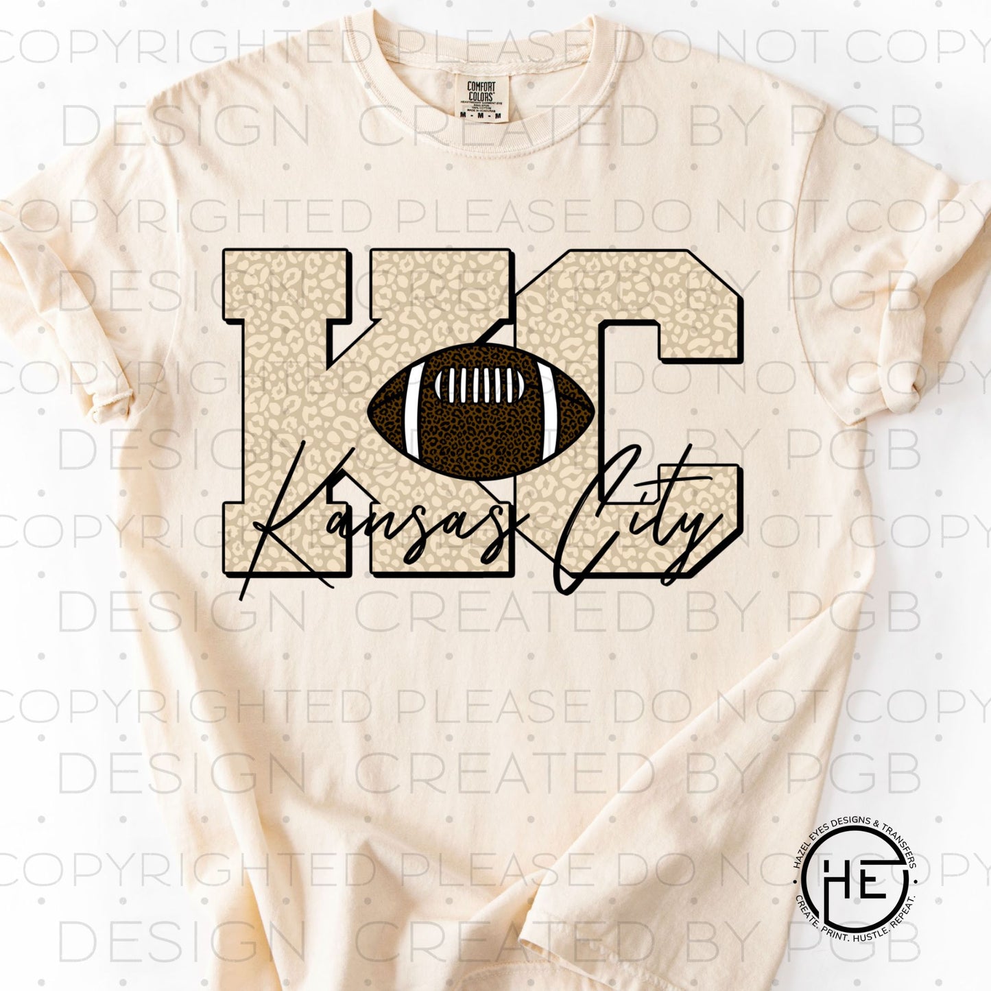 KC Football & Cream Leopard - DTF Transfer