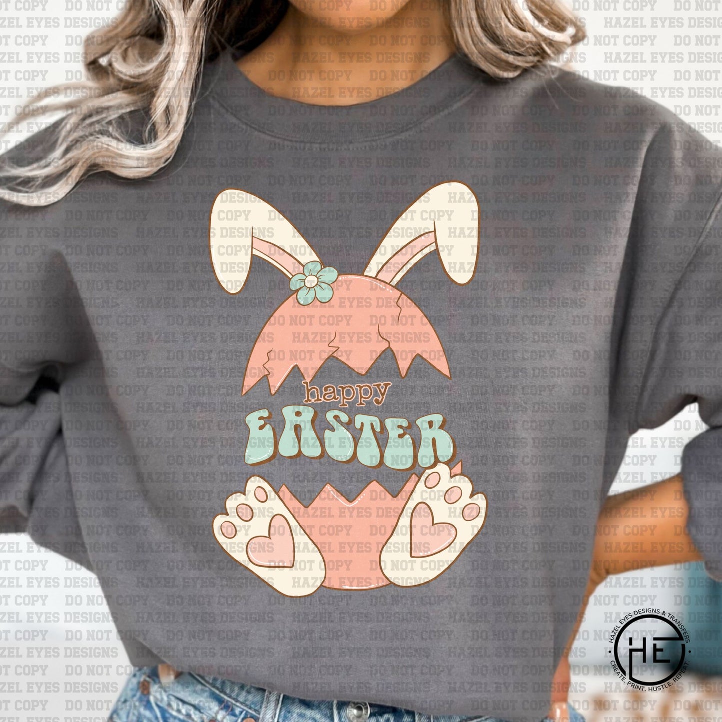 Happy Easter Egg Ears - DTF Transfer
