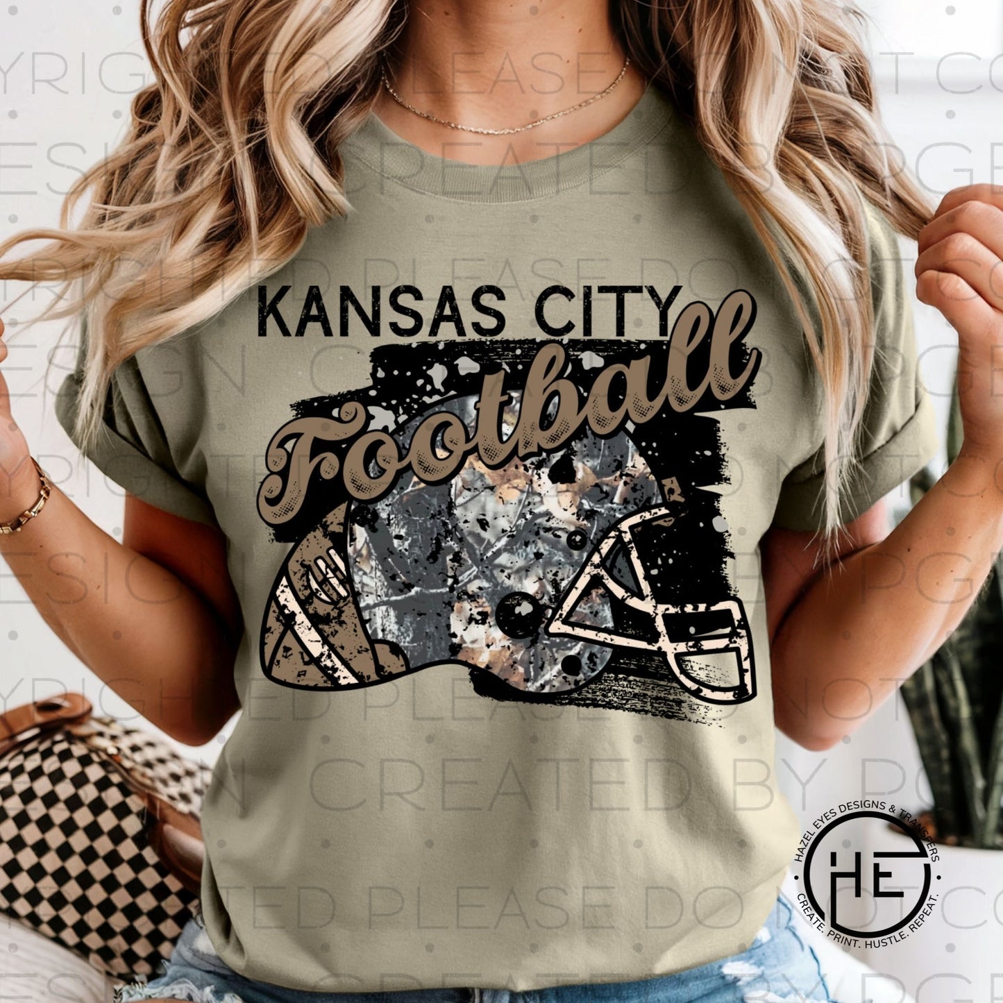 KC Camo Football Helmet - DTF Transfer