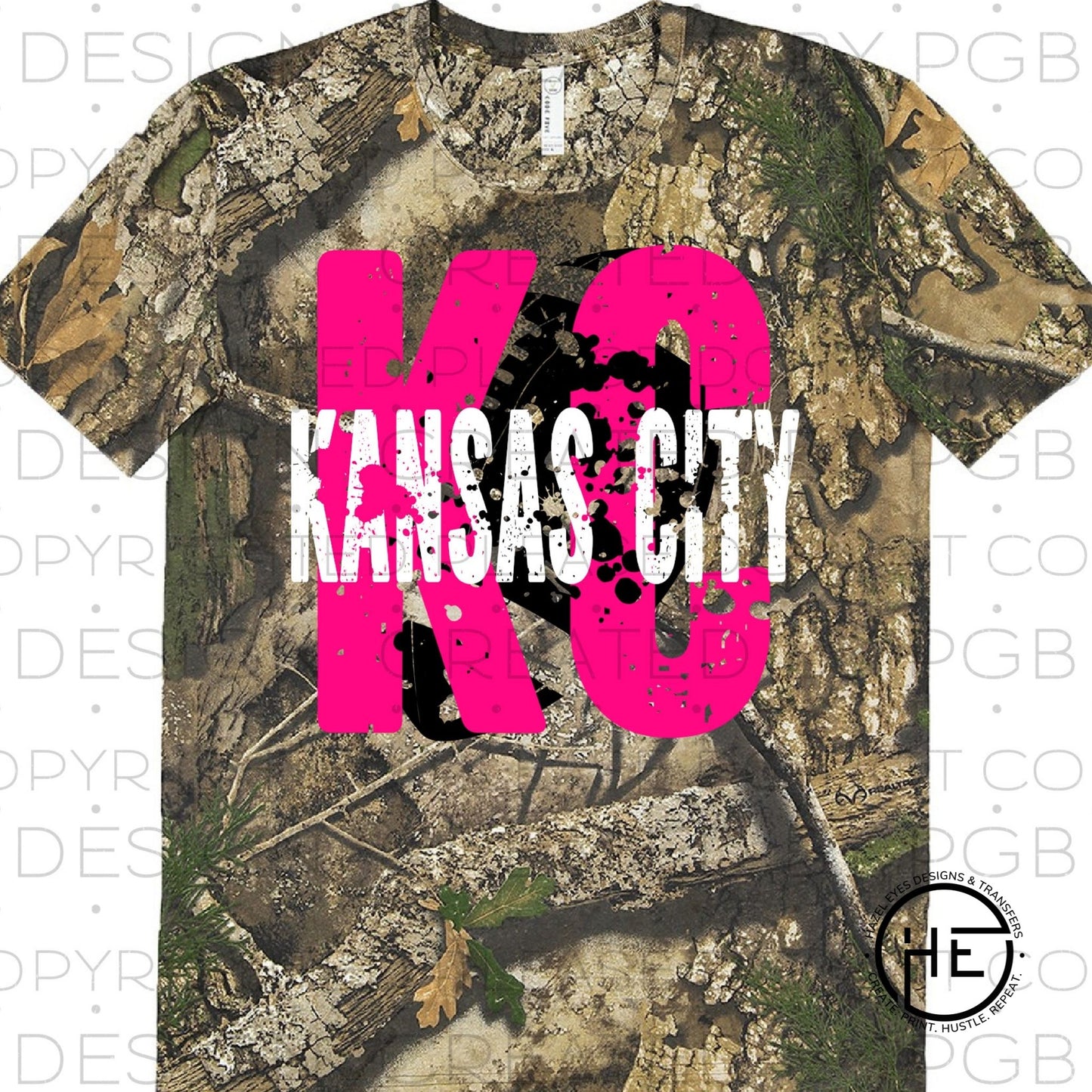 KC Pink Camo Football - DTF Transfer