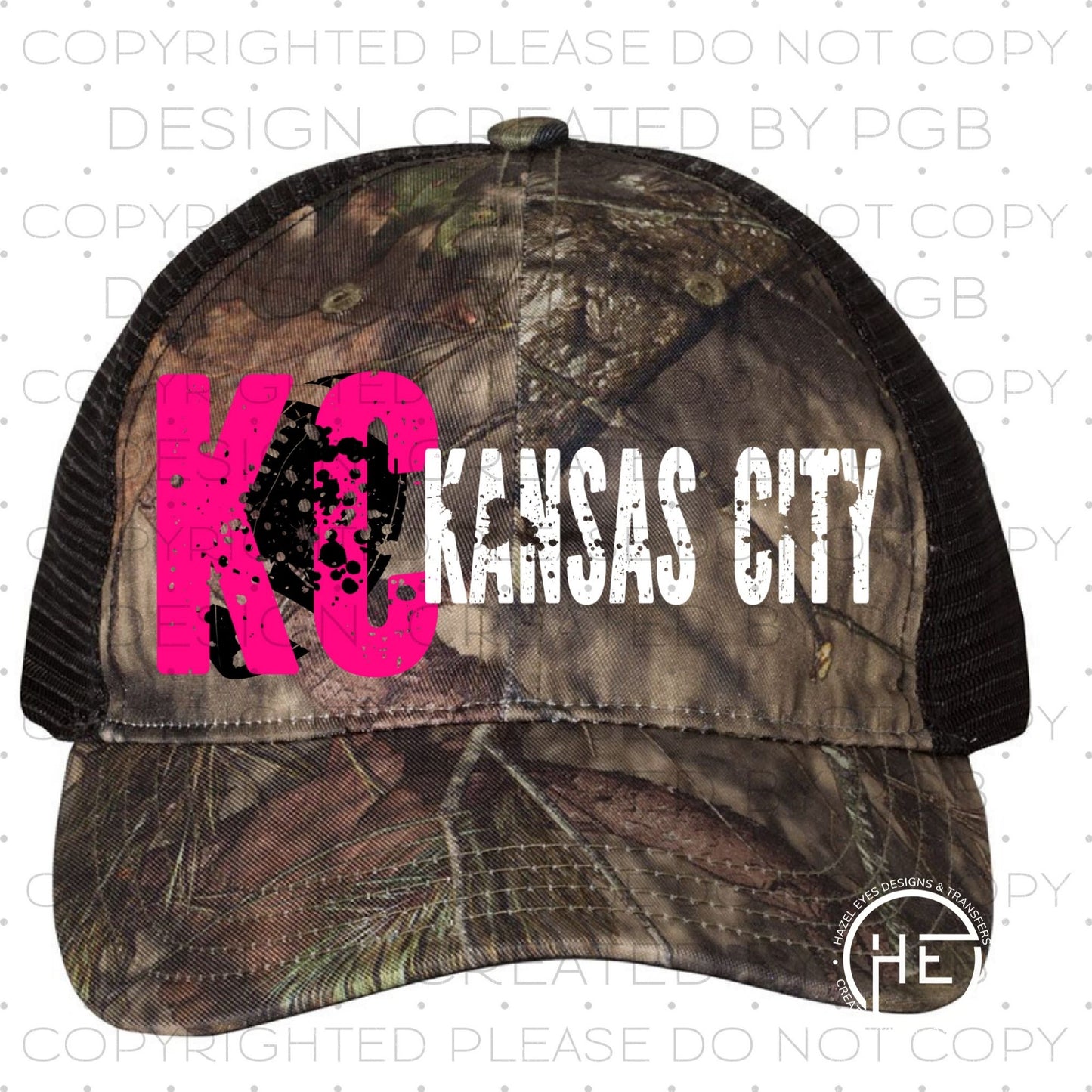 KC Pink Camo Football Horizontal - DTF Transfer