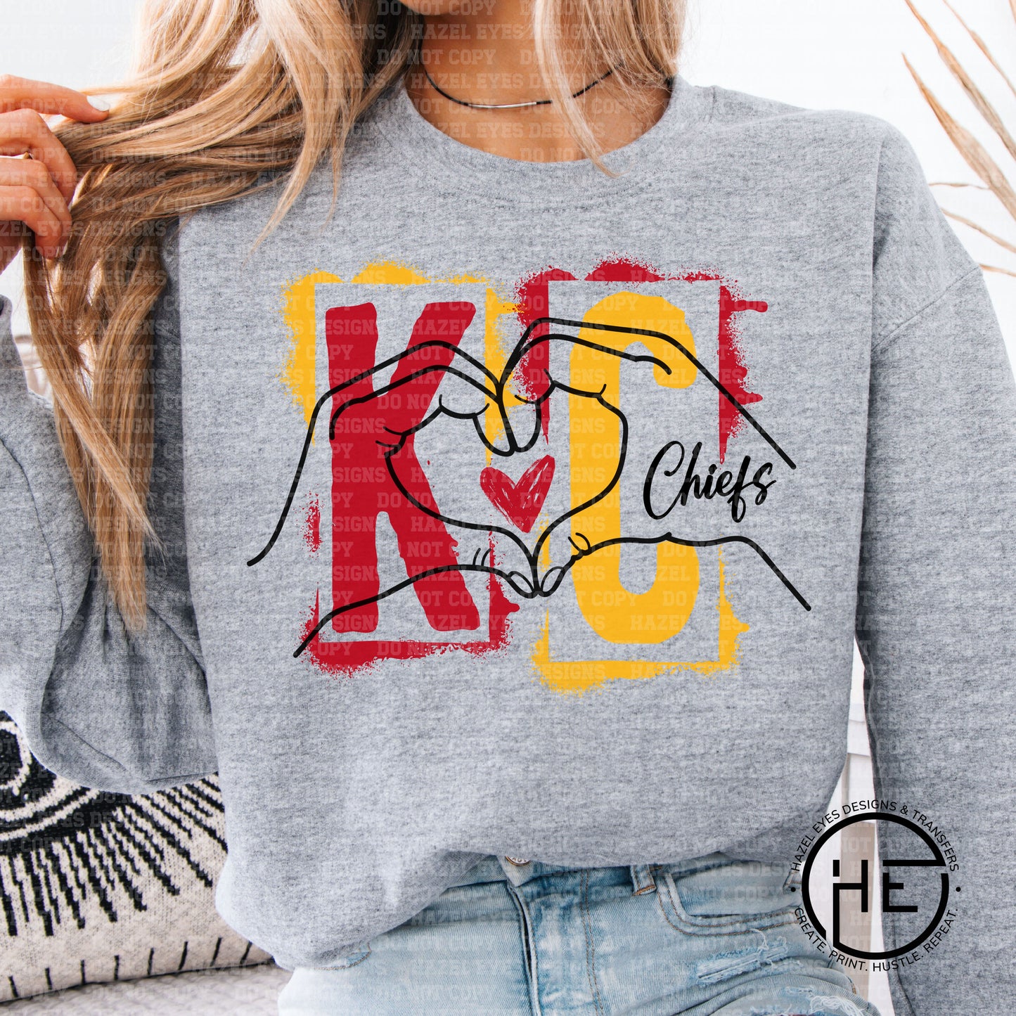 KC Heart Hand Red-Gold - DTF Transfer
