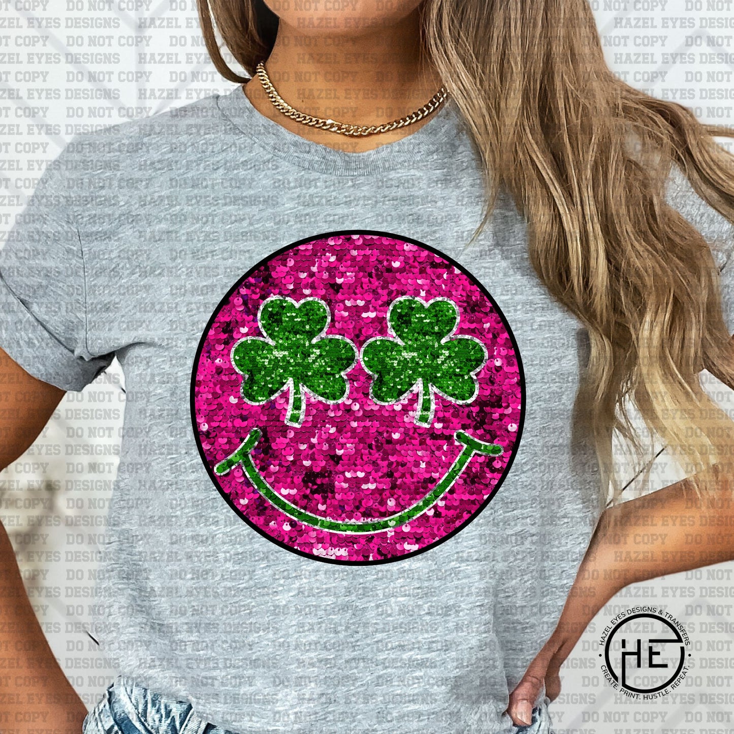Sequin Shamrock Smile - DTF Transfer