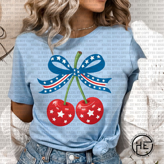 Red, White & Blue Flag Cherries - DTF Transfer