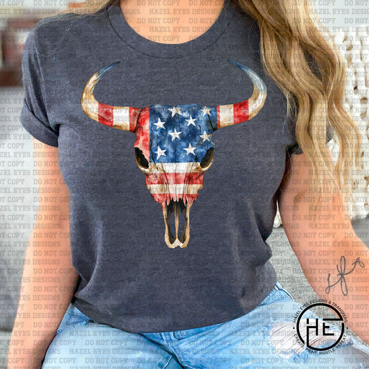 Flag Cow Skull - DTF Transfer