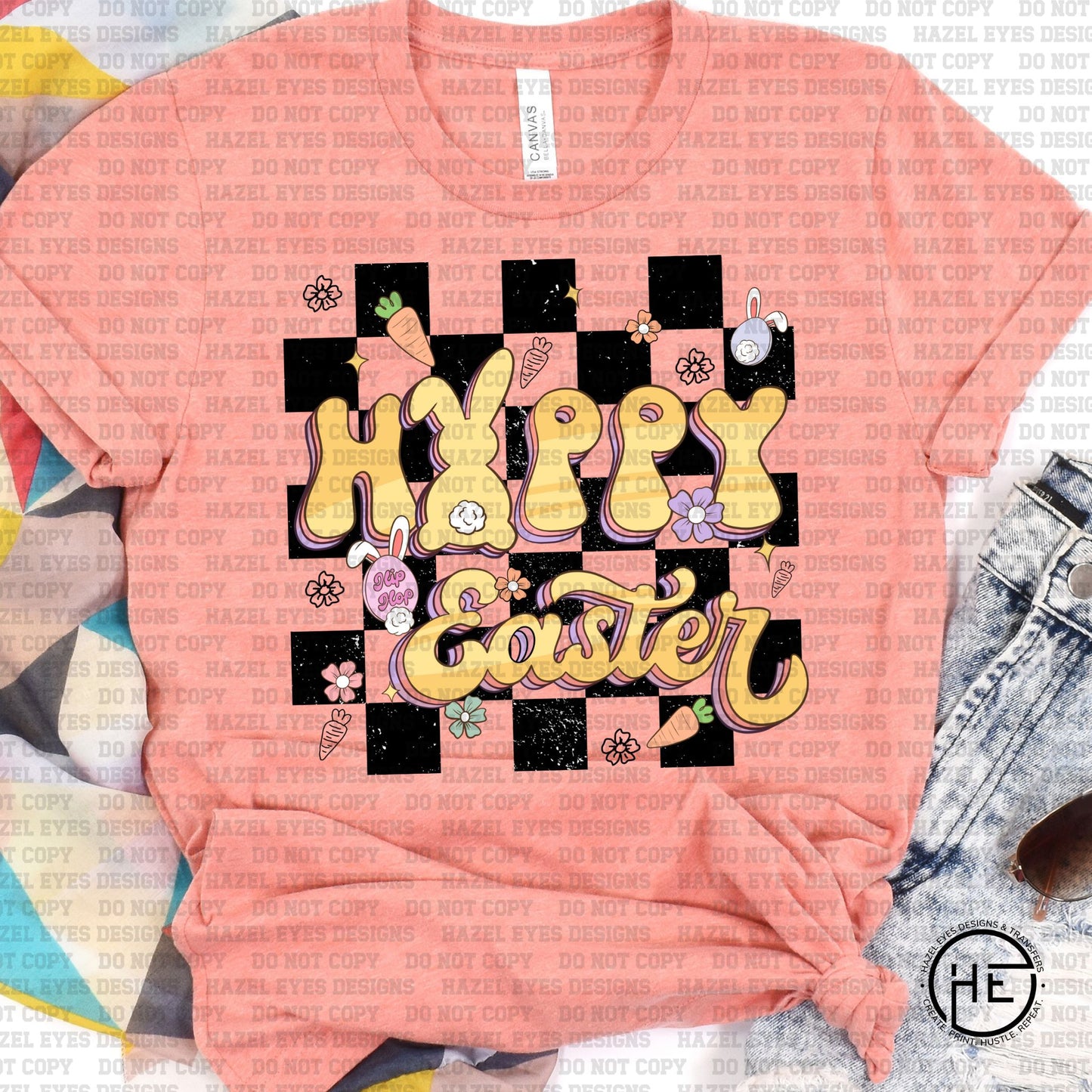 Checkered Happy Easter - DTF Transfer