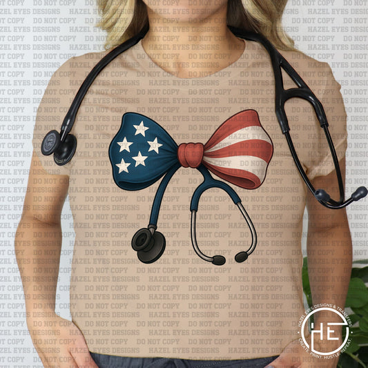 Patriotic Nurse Blow Stethoscope - DTF Transfer