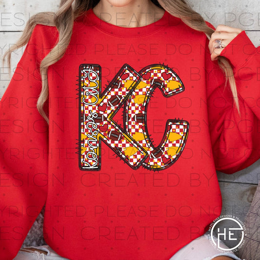 Checker Heart KC - DTF Transfer