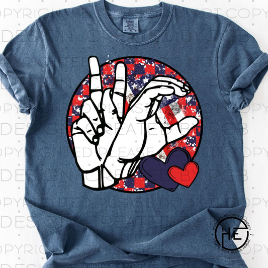 KC Sign Language Red, White & Blue- DTF Transfer