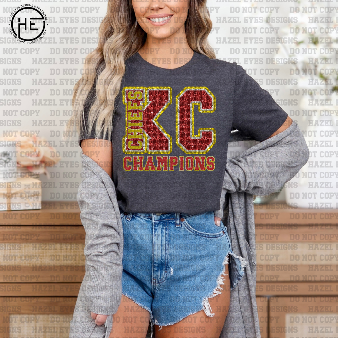 KC Champions Disco Sparkle DTF Transfer
