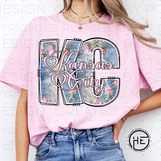 KC Denim, Lace & Hearts- DTF Transfer