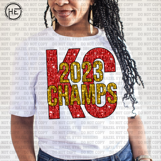 KC 2023 Champs Disco Sequin DTF Transfer