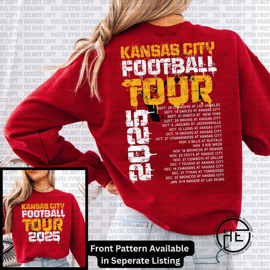 KC Football Tour 2025 White/Gold Back- DTF Transfer