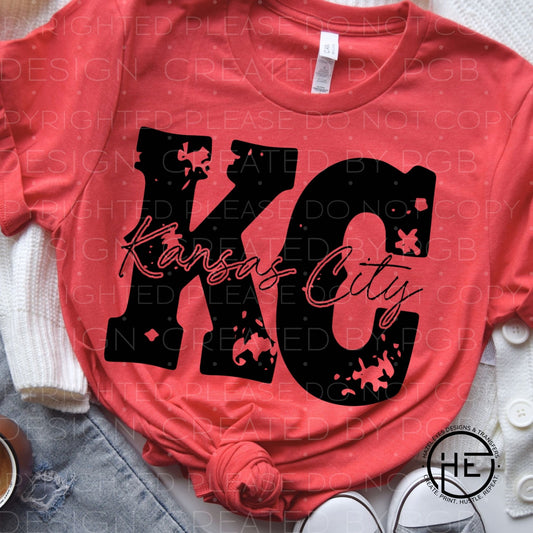 Varsity Distressed KC Black- DTF Transfer