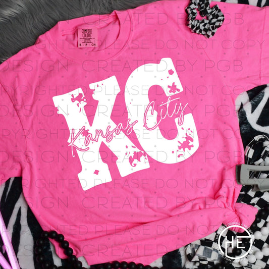 Varsity Distressed KC White- DTF Transfer