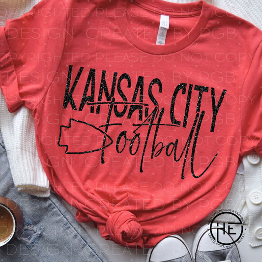 Kansas City Football Signature Faux Glitter- DTF Transfer