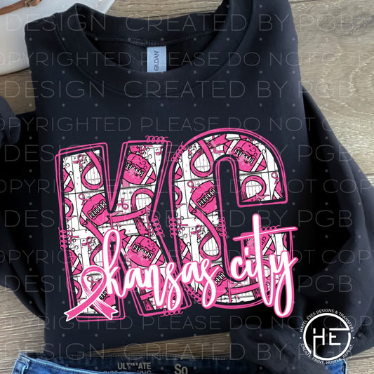 KC Pink Ribbon Football- DTF Transfer