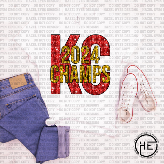 KC 2024 Champs Disco Sequin DTF Transfer