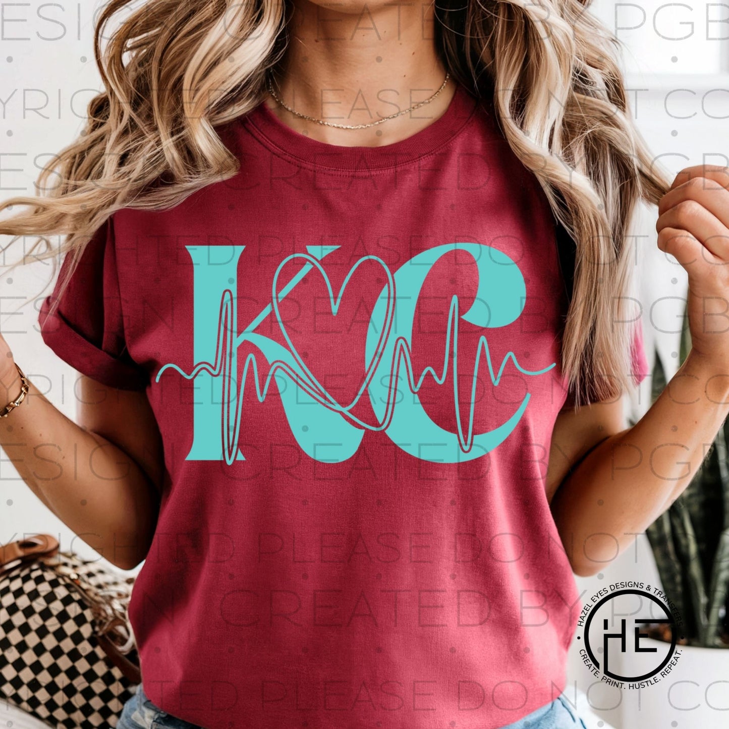KC Heartbeat Aqua- DTF Transfer