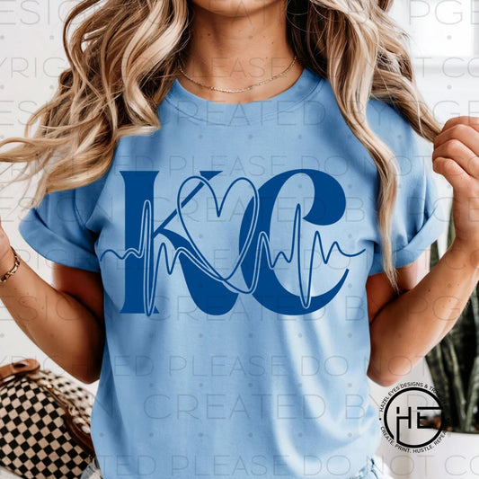 KC Heartbeat Blue- DTF Transfer