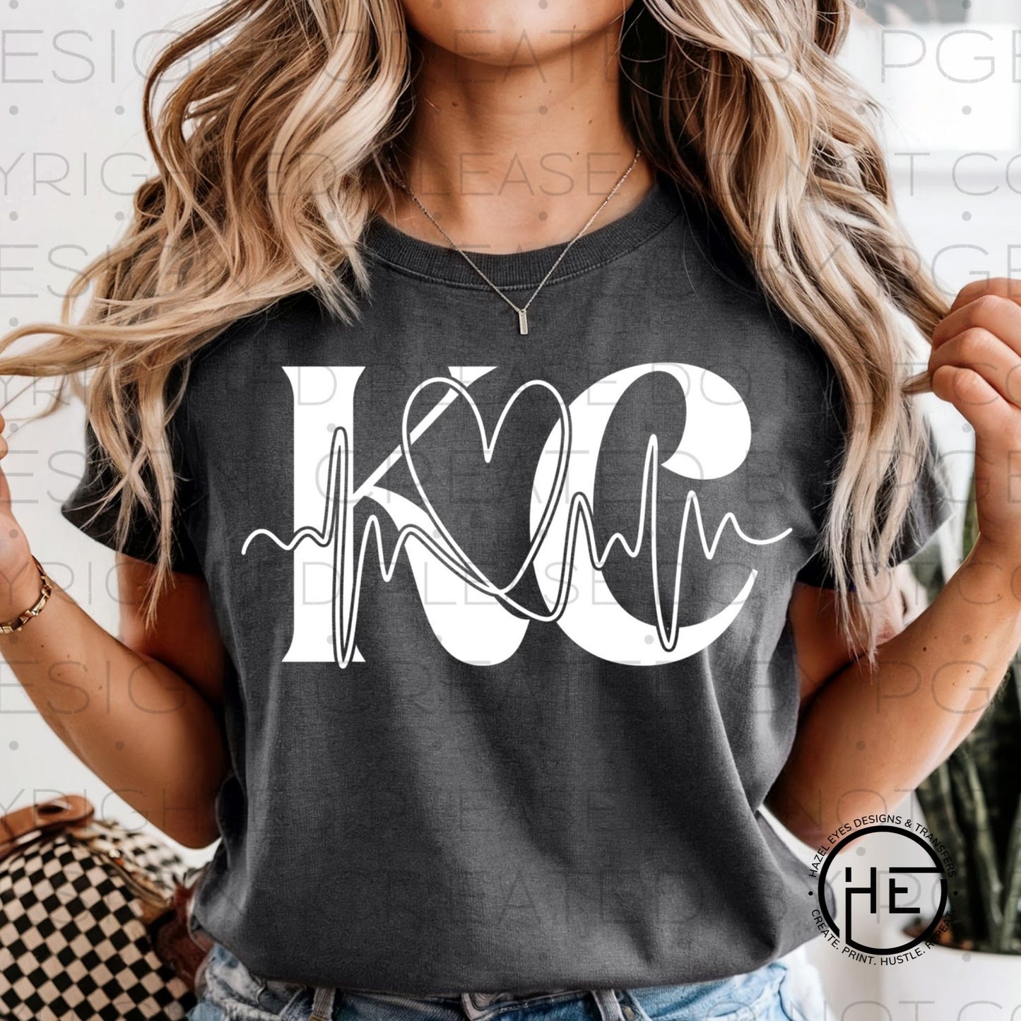 KC Heartbeat White- DTF Transfer