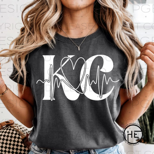 KC Heartbeat White- DTF Transfer