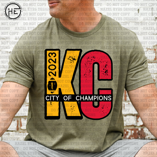 KC City Of Champs Yellow Red DTF Transfer