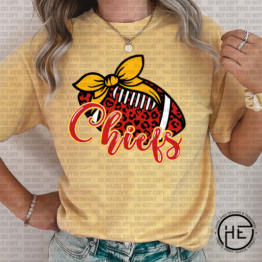 Chiefs Leopard Print Football DTF Transfer