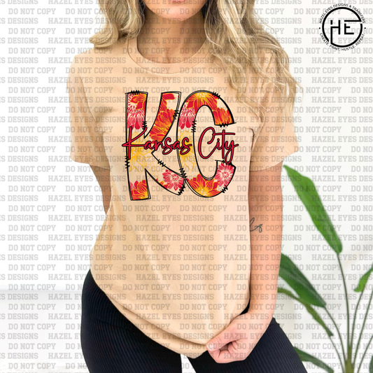 KC Orange Floral DTF Transfer
