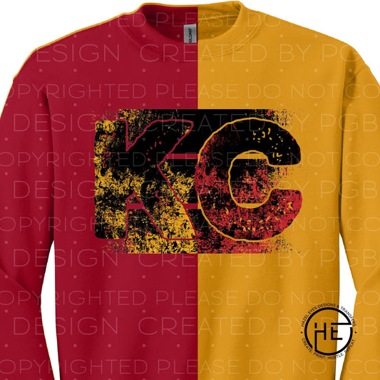 KC Distressed Gold/Red - DTF Transfer