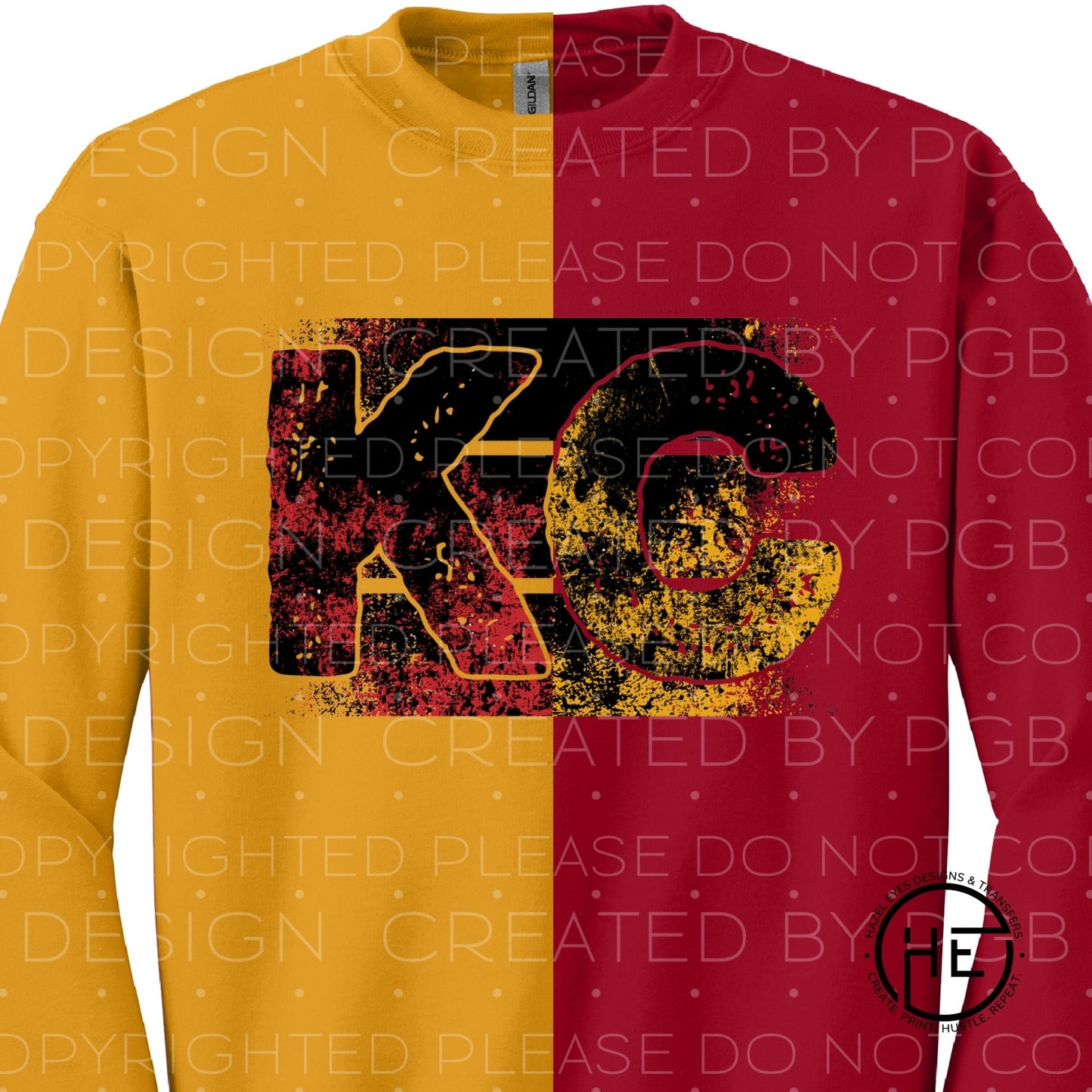 KC Distressed Red/Gold - DTF Transfer