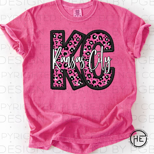 KC Pink Leopard Stitches-  DTF Transfer