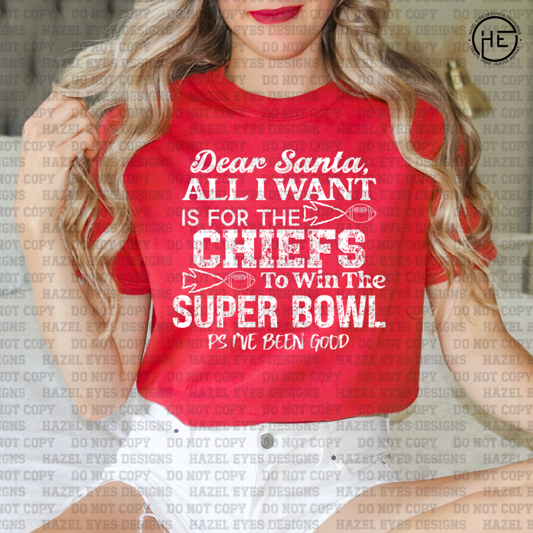 Dear Santa Super Bowl DTF Transfer